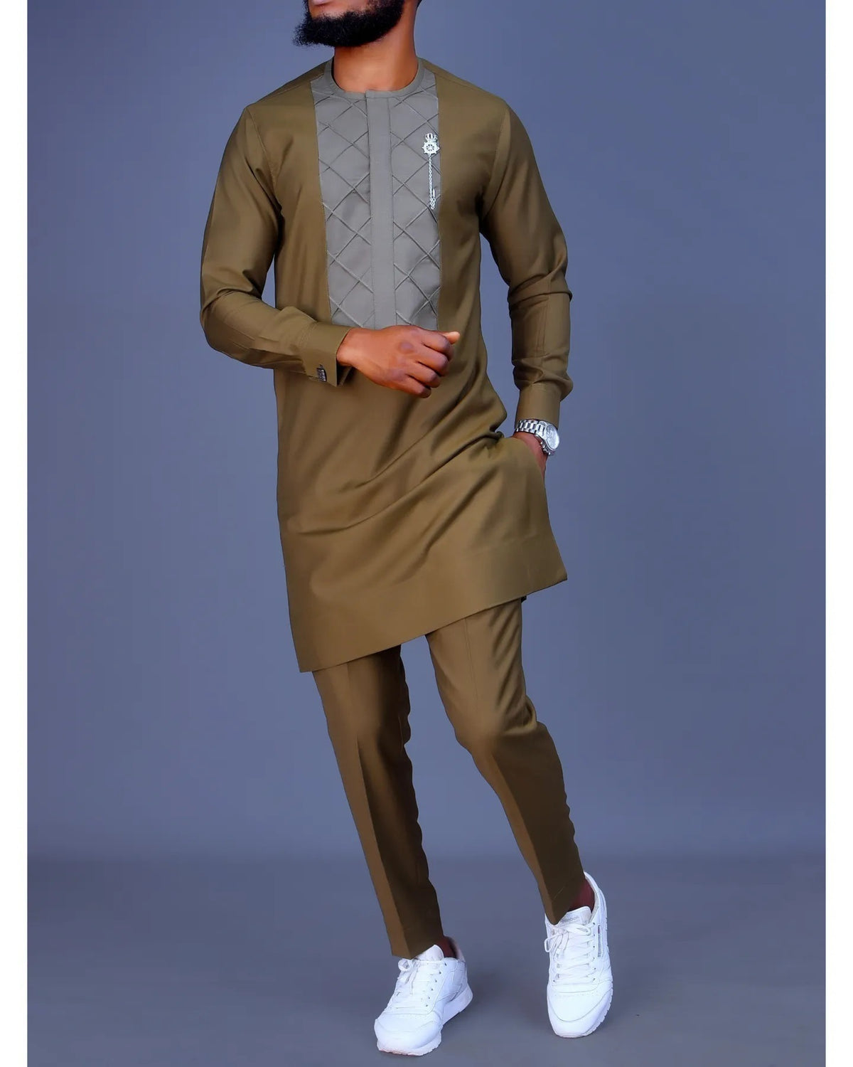 Embroidered Simple Men's Casual Suit