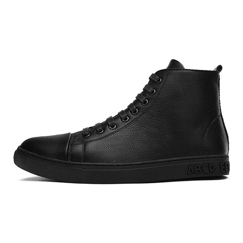 Men's Plus Size High Top Black Sneakers