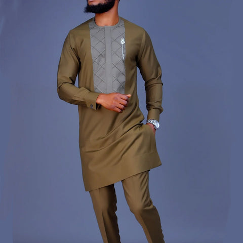 Embroidered Simple Men's Casual Suit